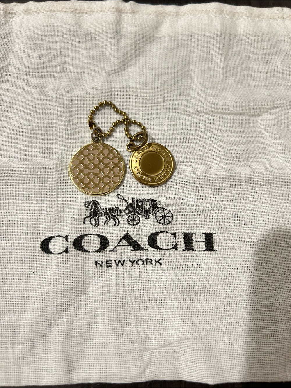 Coach Hang tags Gold Double Disc Charm Keychain